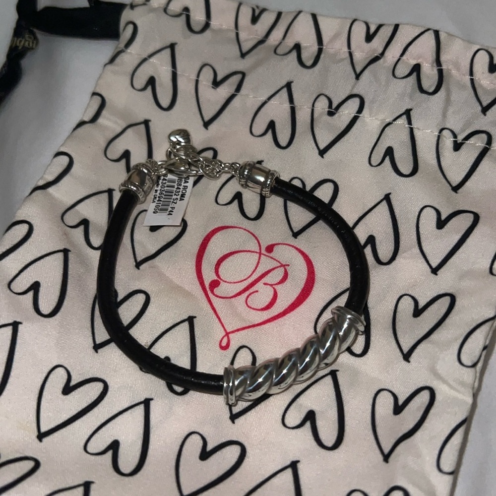 BRIGHTON Leather and Silver Charm Bracelet